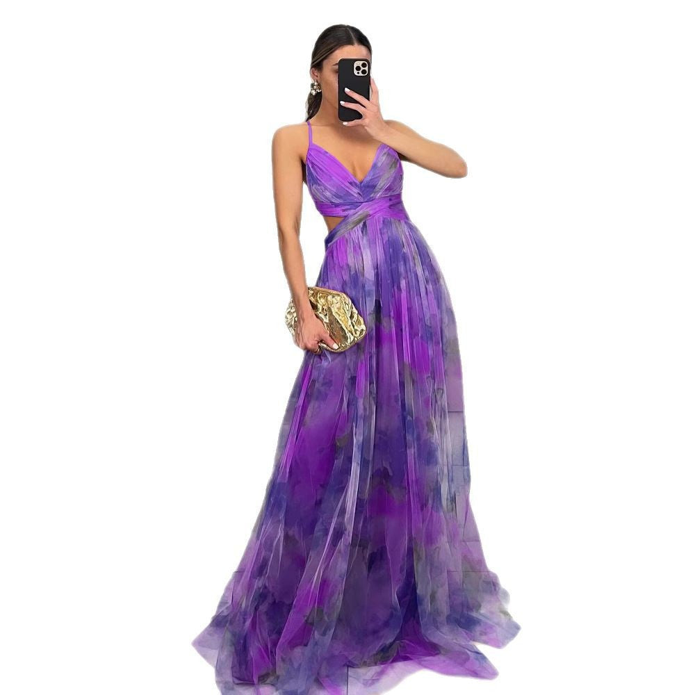 Women's Evening Dress with Flowy Chiffon and Wrap Look
