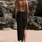 Women's Swim Skirt with Elegant Ruffle Design and Side Slit