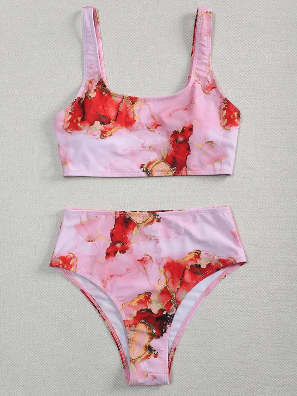 Women's Asymmetrical Bikini Set with Knotted Top