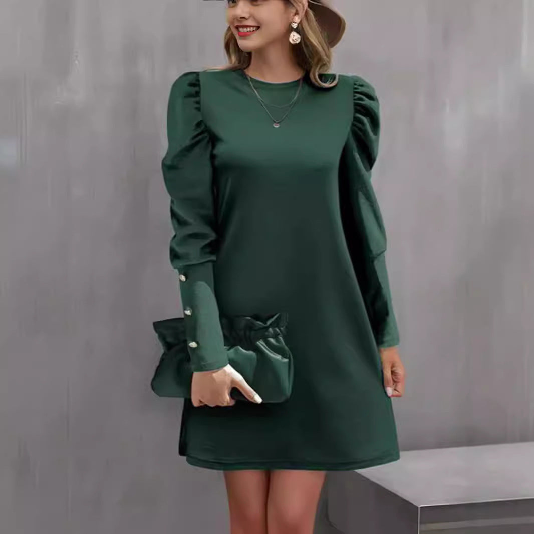 Women's Elegant Puff-Sleeve Dress