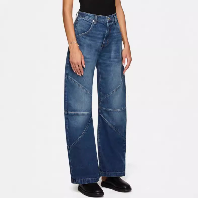 Women's Wide-Leg Jeans with Seam Detail