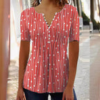 Polka Dot Blouse with Button Placket
