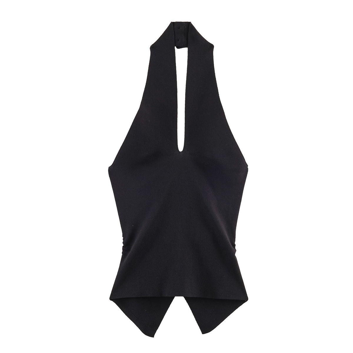 Women's Sleeveless Top with Deep V-Neck and Back Cutout