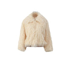 Women's Elegant Faux Fur Coat with High Collar