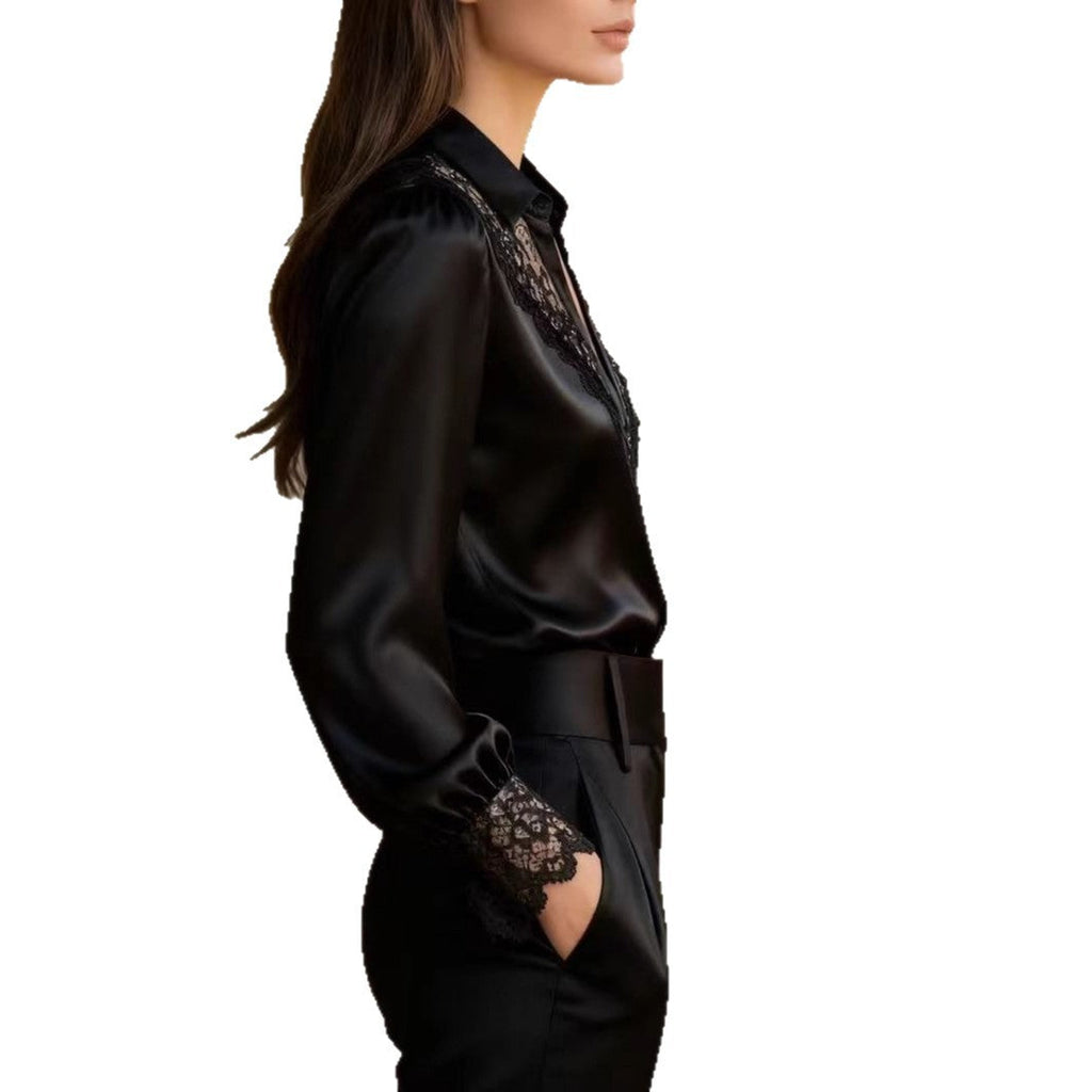 Elegant Blouse with Romantic Lace Accents