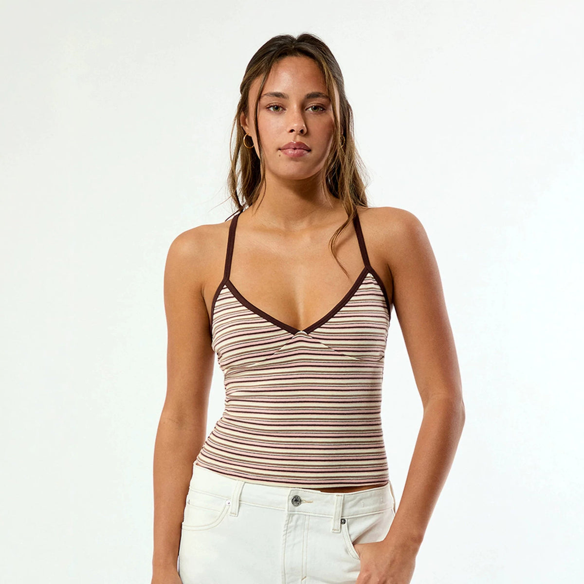 Women's Striped Camisole Top with Adjustable Straps