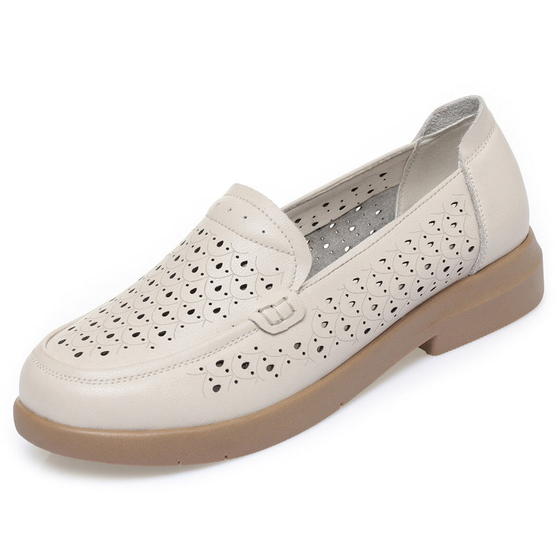 Women's Breathable Moccasins with Elegant Perforations