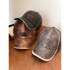 Vintage Faux Leather Baseball Cap