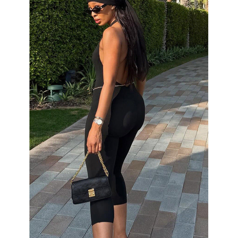 Elegant Fitted High-Neck Jumpsuit