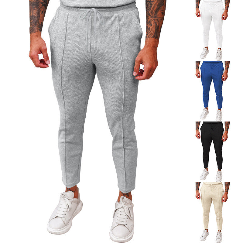 Women's Elastic Casual Pants with Waffle Texture