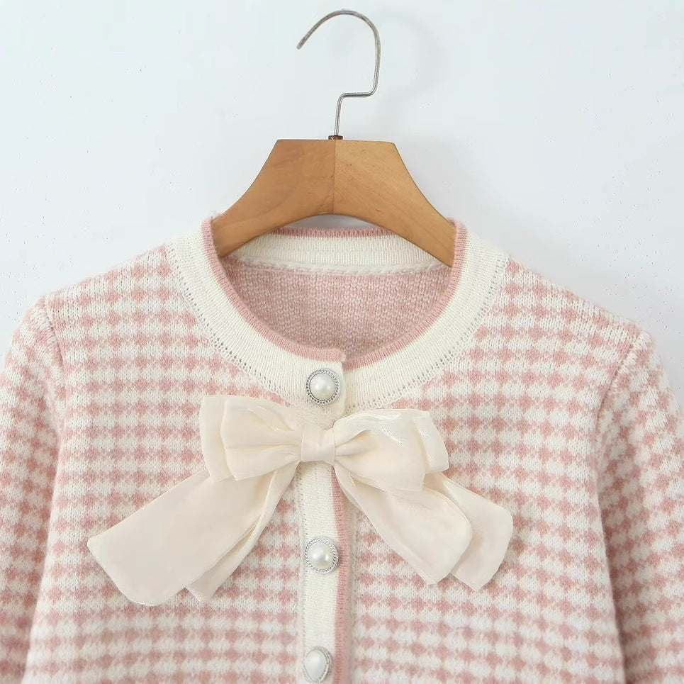 Women's Cardigan with Decorative Details and Shawl Collar