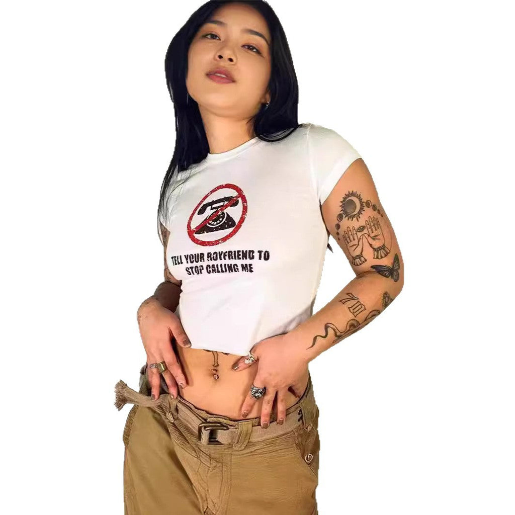 Women's Graphic Slogan Crop T-Shirt
