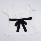 Women's Blouse with Ruching and Decorative Tie