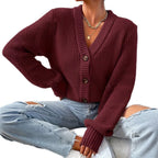 Women's Comfortable Cardigan with Chic V-Neck