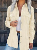 Women's Casual Textured Shirt Jacket with Pockets