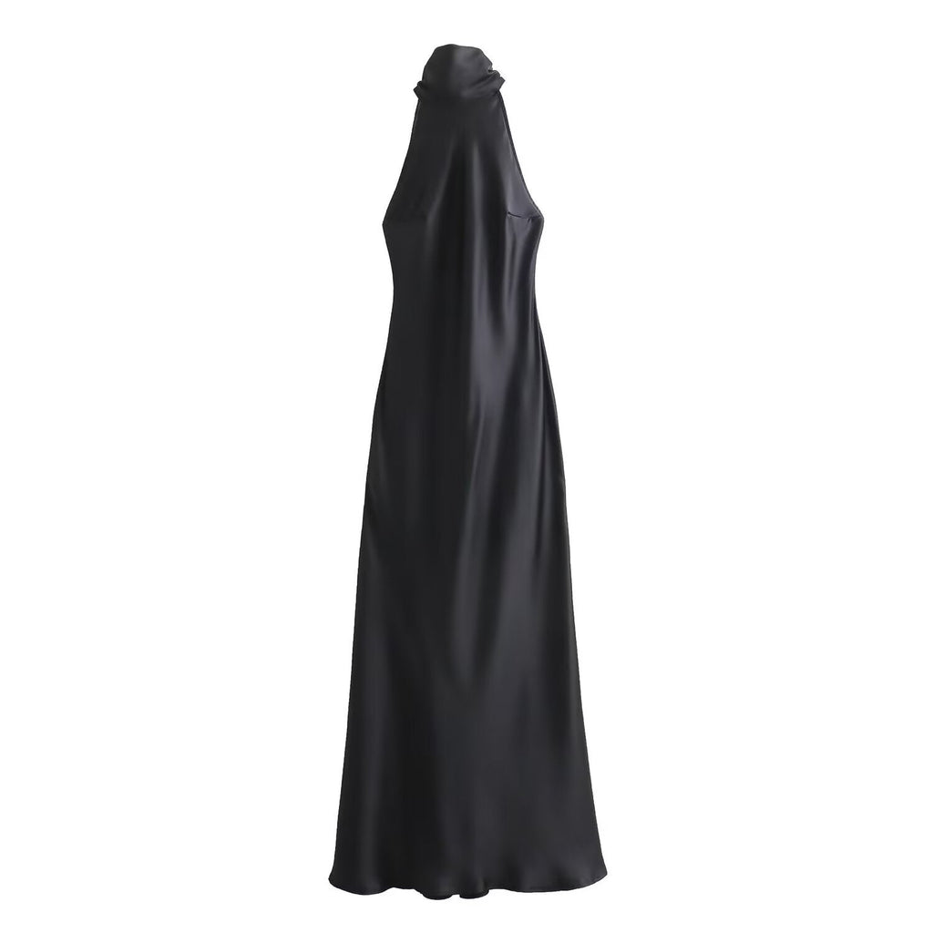 Women's Evening Dress with High Collar and Flowing Cut