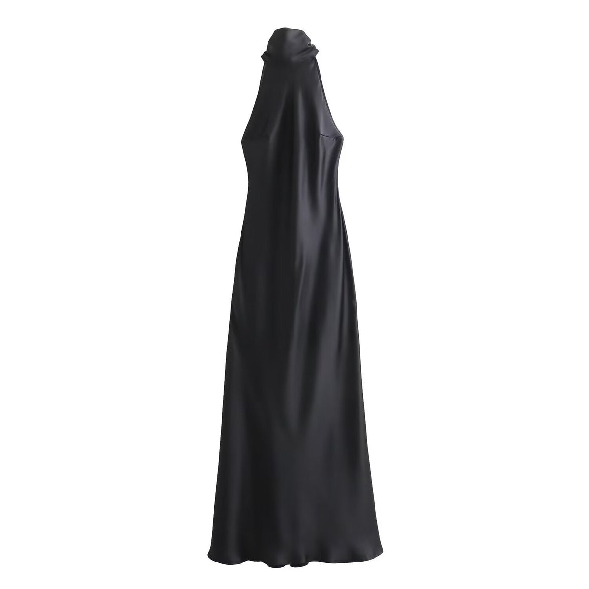 Women's Evening Dress with High Collar and Flowing Cut