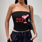 Women's Bandeau Top with Bold Statement Print