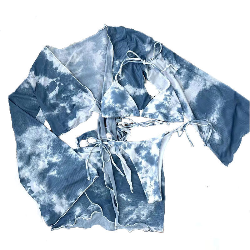 Women's Long-Sleeve Wrap-Look Swim Set