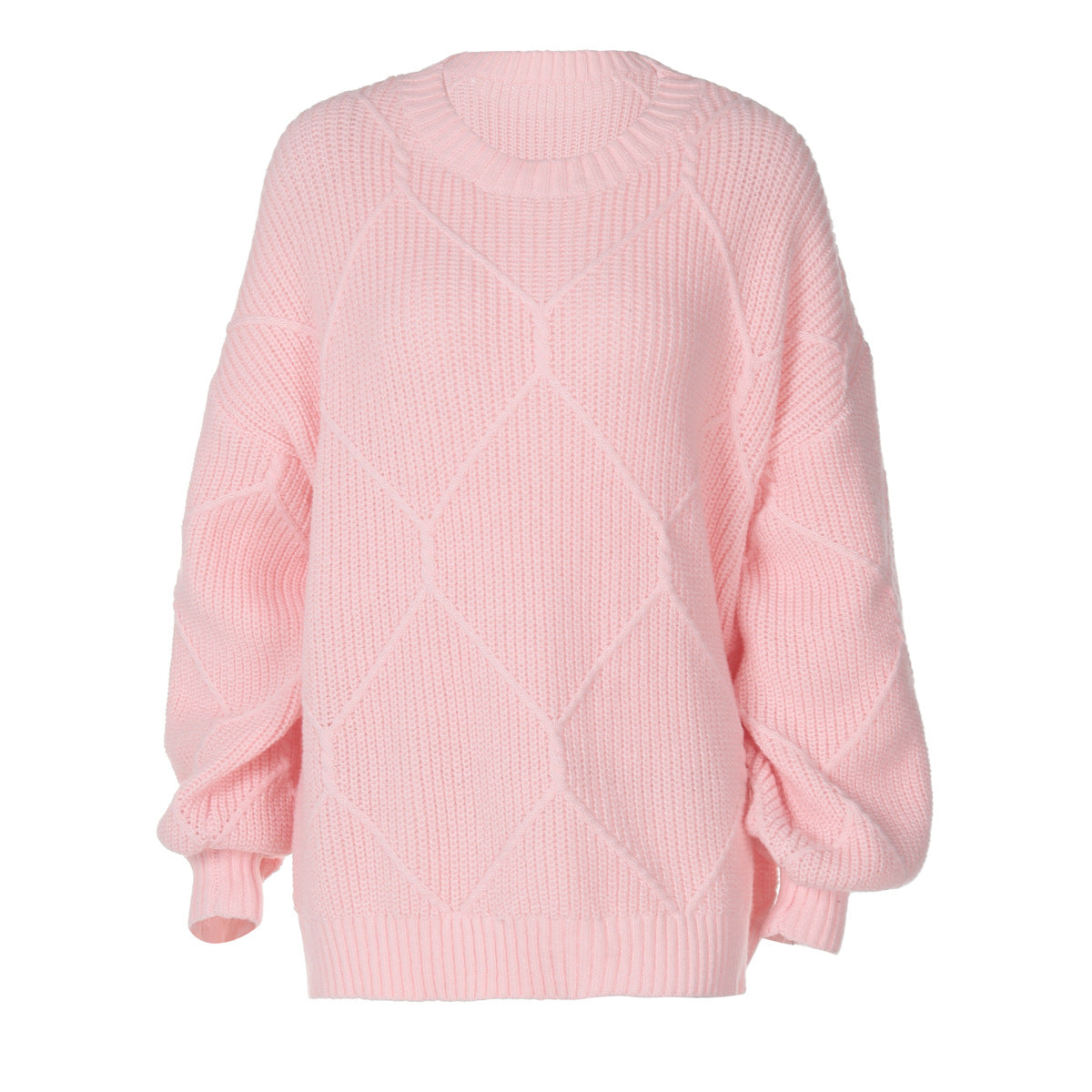 Women's Chunky Knit Sweater with Asymmetric Cut and Wide Hem