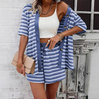 Casual Women's Two-Piece Set with Striped Pattern