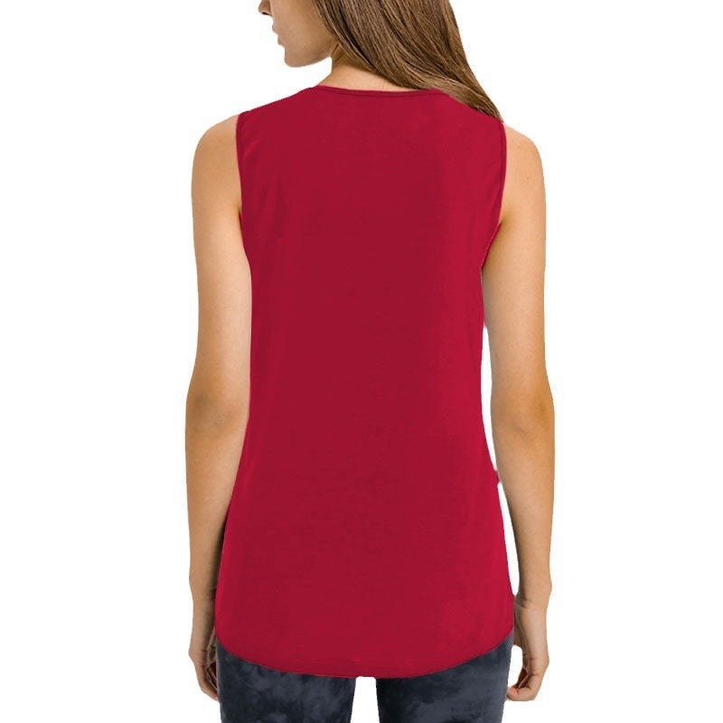 Women's Sleeveless Top with Decorative V-Neck and Casual Fit