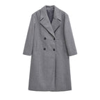 Elegant Plus Size Double-Breasted Wool Coat