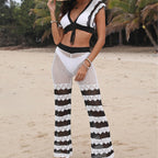 Women's Crochet Crop Top and Shorts Set