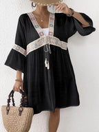 Women's Airy Beach Kimono with Floral Embroidery