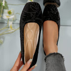 Women's Ballet Flats with Glitter Pattern and Bow