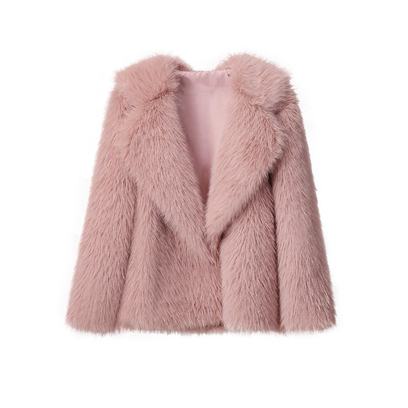 Women's Elegant Faux Fur Blazer with Stylish Collar