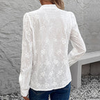 Women's Blouse with Elegant Floral Eyelet Pattern