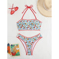 Women's Floral Bandeau Bikini with Ruffle Hem