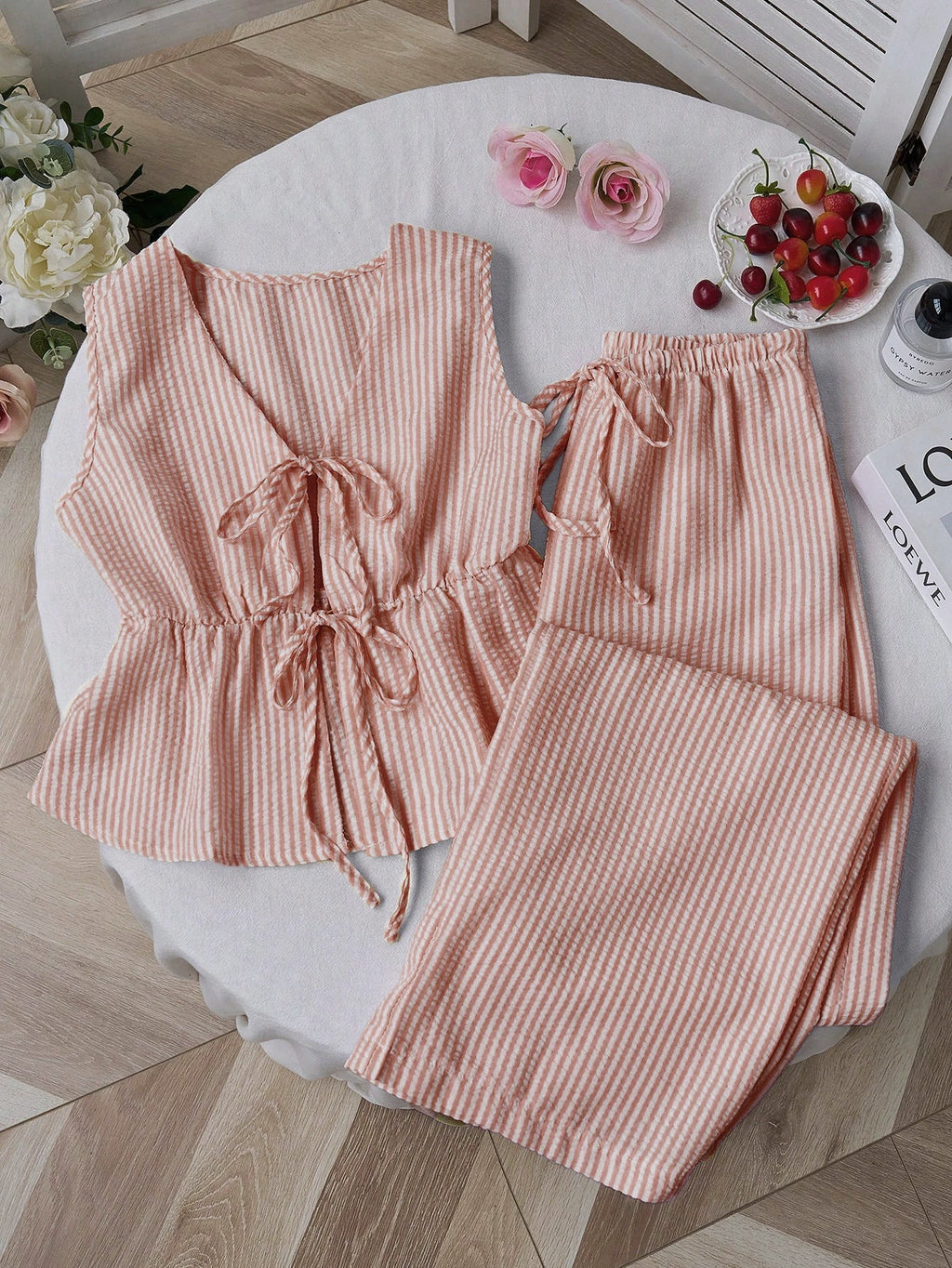 Women's Relaxed Two-Piece Set with Adjustable Ties