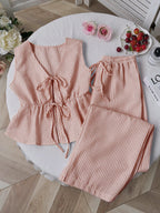 Women's Relaxed Two-Piece Set with Adjustable Ties