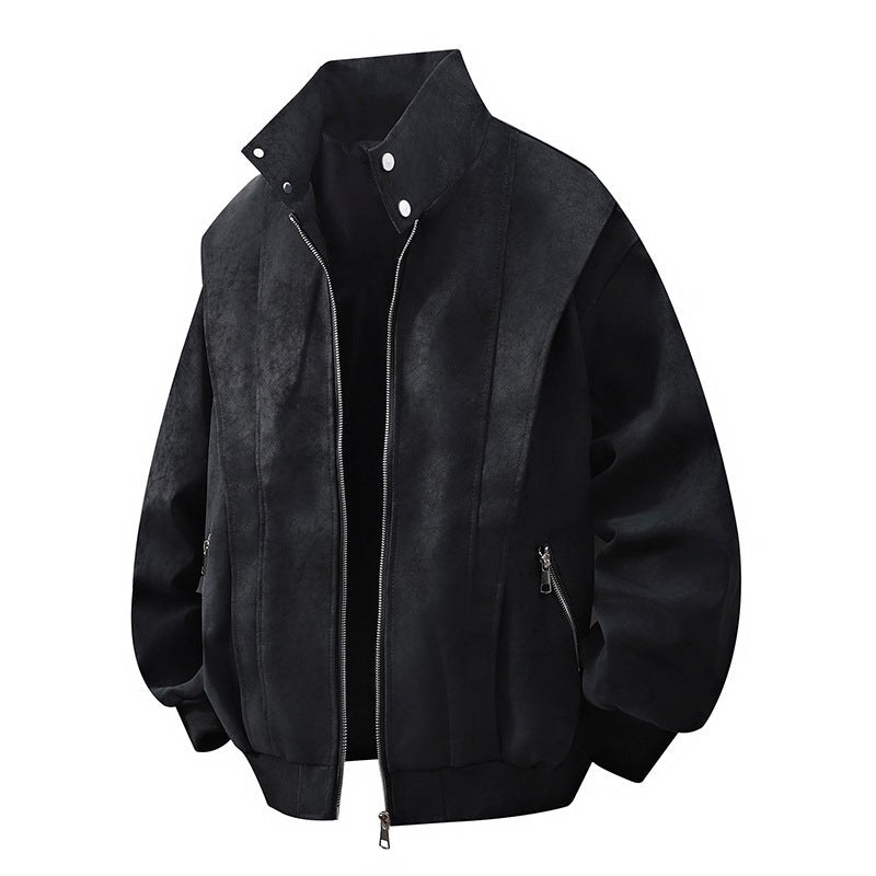 Women's Designer Transitional Jacket with High Collar and Practical Zipper Pockets