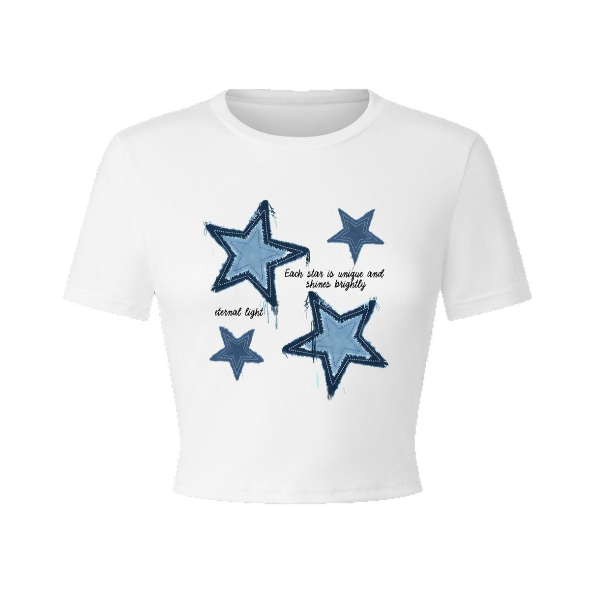 Women's Crop T-Shirt with Creative Heart Motif and Motivational Quote