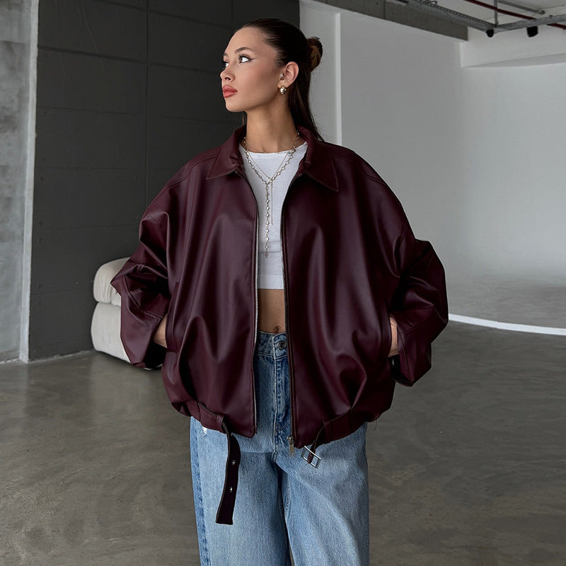 Elegant Faux Leather Jacket