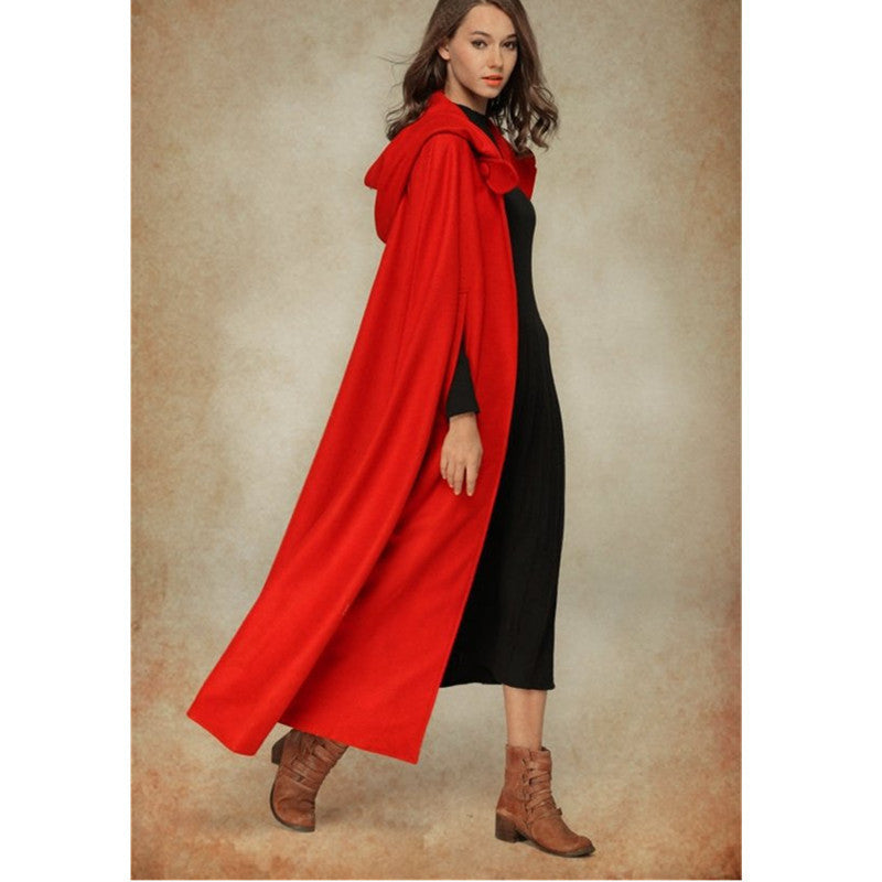 Women's Elegant Hooded Cape Jacket