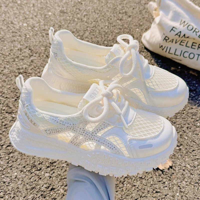Women's Breathable Sneakers with Mesh Design and Glitter Accents