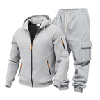Men's Functional Cargo Sweatset with Hoodie and Multi-Pocket Jogger