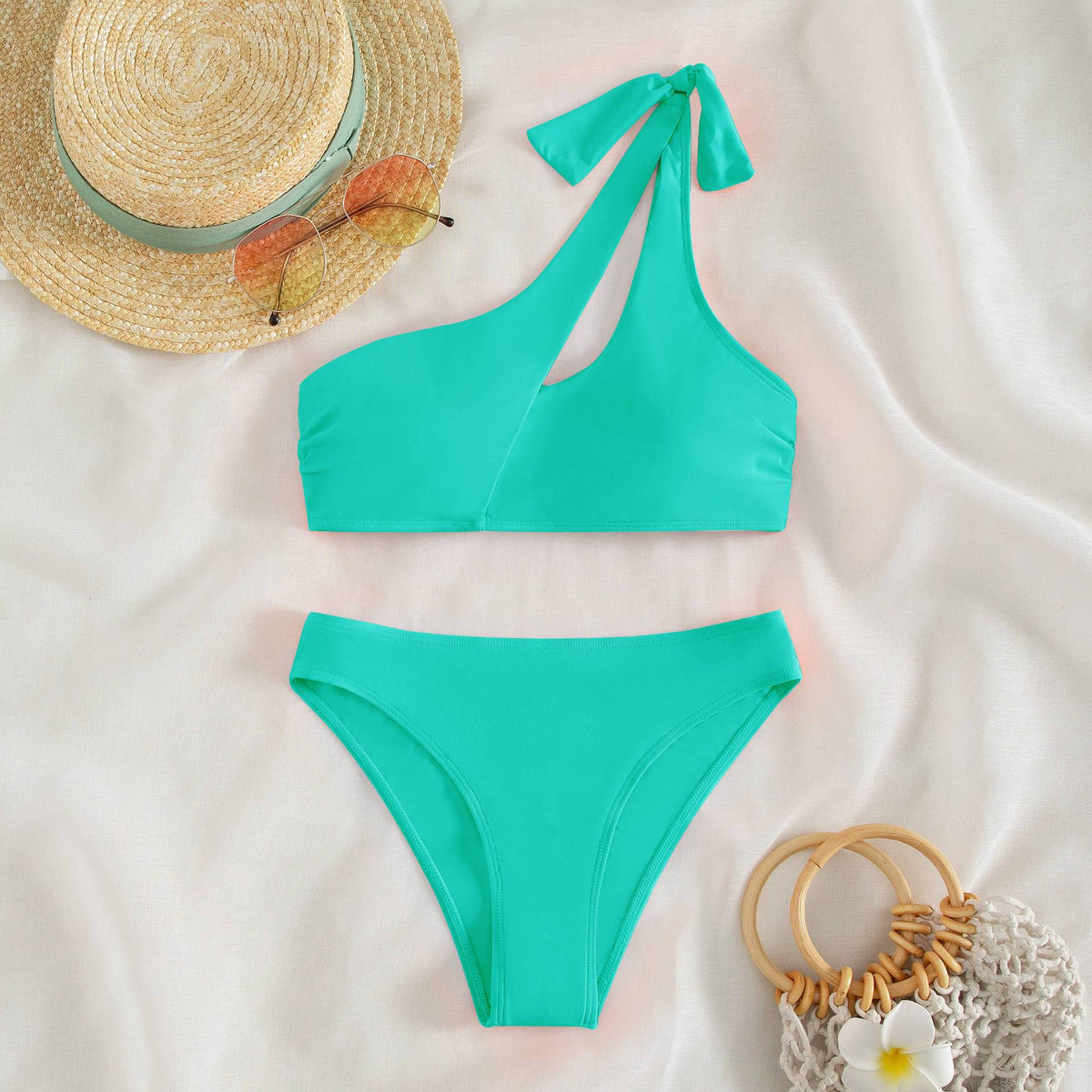 Women's Asymmetrical Bikini with Fashionable Cut-Outs