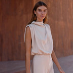 Elegant High-Neck Wide Leg Jumpsuit