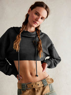 Cropped Sweatshirt with Kangaroo Pocket