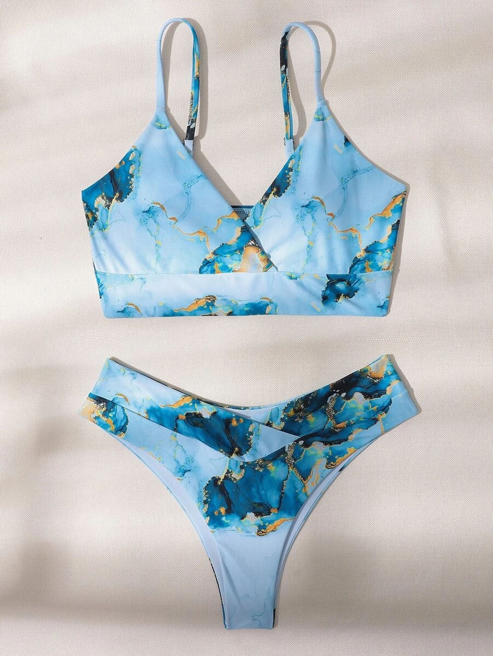 Women's Asymmetrical Bikini Set with Knotted Top