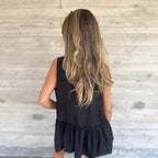 Women's Sleeveless Shirt Top with Ruffled Hem