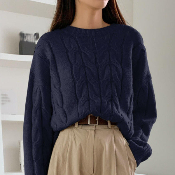 Patterned Knit Sweater with Voluminous Sleeves