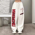 Women's Baggy Pants with Graphic Print and Elastic Waistband