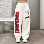 Women's Baggy Pants with Graphic Print and Elastic Waistband