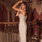 Women's Elegant Floor-Length Evening Dress with Ruffled Elements